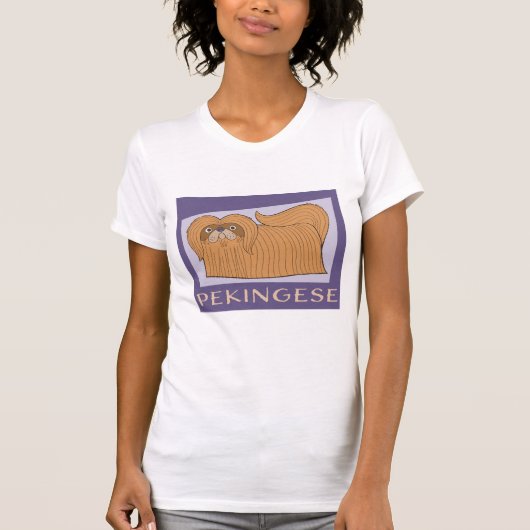 Kleurrijke Cartoon Style Schattigee Pekingese Dog T-shirt (Voorkant)