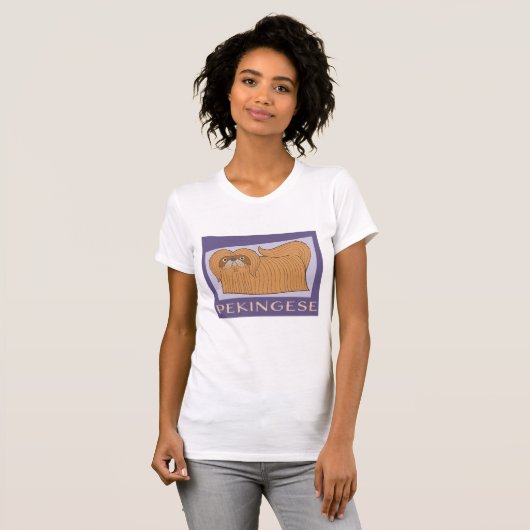 Kleurrijke Cartoon Style Schattigee Pekingese Dog T-shirt (Voorkant volledig)
