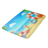 Kleurrijke Cartoon Tropical Beach Scene Badmat (Gekanteld)