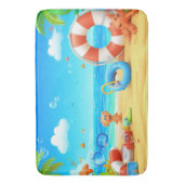 Kleurrijke Cartoon Tropical Beach Scene Badmat (Voorkant Verticaal)