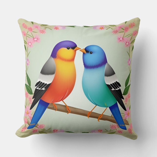 Kleurrijke Cartoon Vogel Worp Kussen Leuke Decorat (Voorkant)