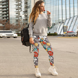 Kleurrijke cartooneske monsters leggings