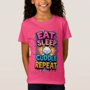 Kleurrijke Cartoonkat Met De Zin T-shirt