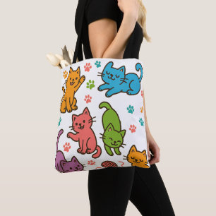 Kleurrijke Cartoonkatten Boodschappentas – Schatti Tote Bag