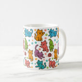 Kleurrijke Cartoonkattenpatroon Mok – Schattige Ka (Voorkant rechts)