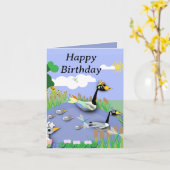 Kleurrijke cartoonvijver met ganzen en eenden kaart (Gele Bloem)