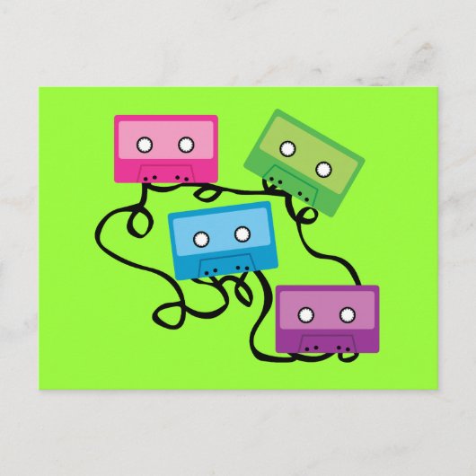 Kleurrijke Cassettebandjes Briefkaart (Voorkant)