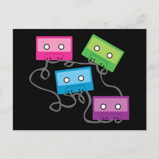 Kleurrijke Cassettebandjes Briefkaart (Voorkant)