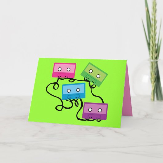 Kleurrijke Cassettebandjes Kaart (Voorkant)