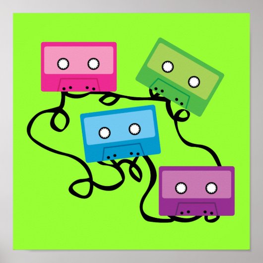 Kleurrijke Cassettebandjes Poster (Voorkant)