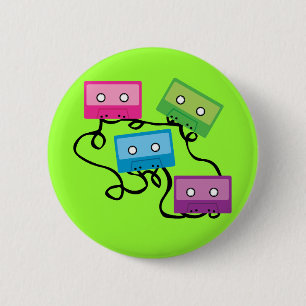 Kleurrijke Cassettebandjes Ronde Button 5,7 Cm