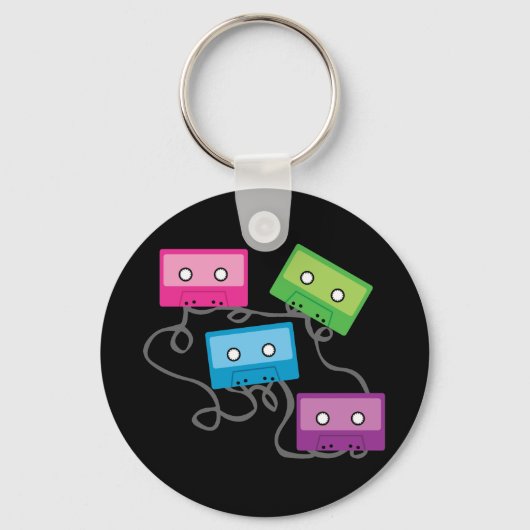 Kleurrijke Cassettebandjes Sleutelhanger (Voorkant)