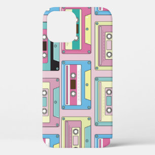 Kleurrijke cassettes, roze achtergrondpatroon. Case-Mate iPhone case