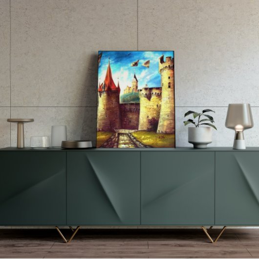 Kleurrijke Castle Courtyard met Poster van het dor