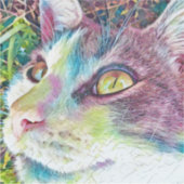 Kleurrijke Cat Art Cat Face Sticker (Voorkant)