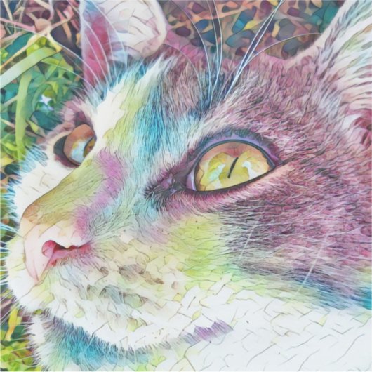 Kleurrijke Cat Art Cat Face Sticker (Voorkant)