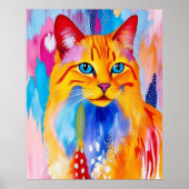 Kleurrijke Cat Art Print – levendig en gedurfd ont (Voorkant)