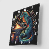 Kleurrijke Cat Blacksmith Forging Tools 's nachts Vierkante Klok (Hoek)