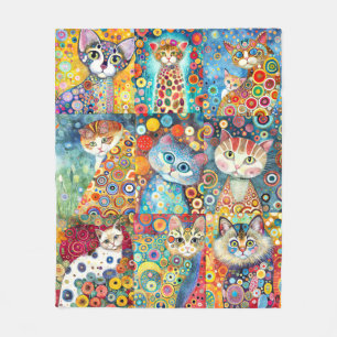 Kleurrijke Cat Colage Fleece Deken