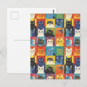 Kleurrijke Cat Collage Art Briefkaart (Voorkant / Achterkant)