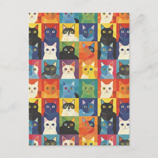 Kleurrijke Cat Collage Art Briefkaart (Voorkant)