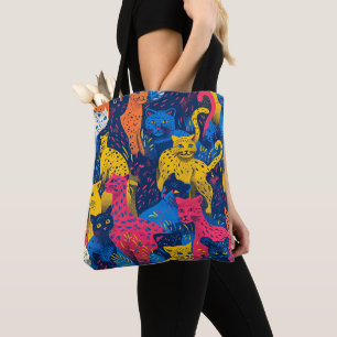 Kleurrijke Cat Collage Canvas tas