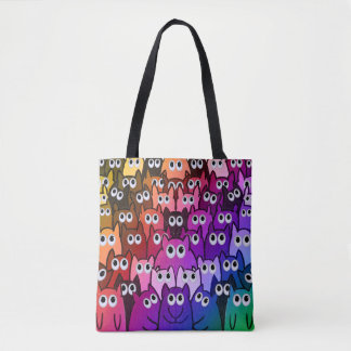 Kleurrijke Cat Crowd Rainbow Gradient Kat Pattern Tote Bag