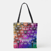 Kleurrijke Cat Crowd Rainbow Gradient Kat Pattern Tote Bag (Achterkant)