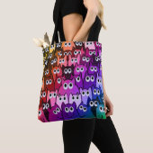 Kleurrijke Cat Crowd Rainbow Gradient Kat Pattern Tote Bag (Dichtbij)