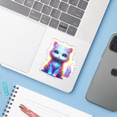 Kleurrijke Cat Delight Sticker (Laptop met iPhone)