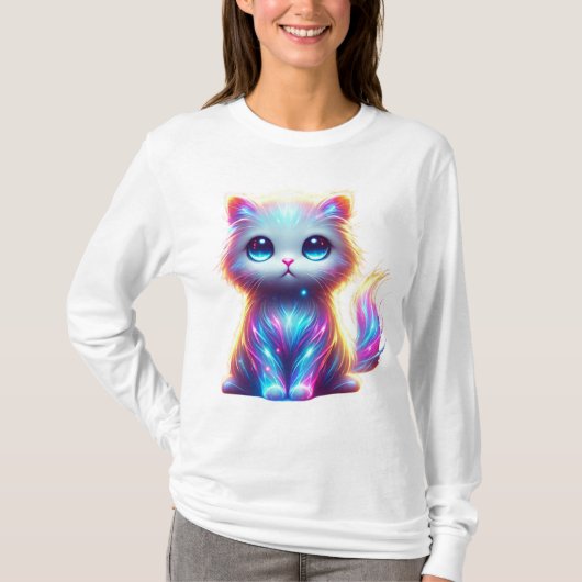 Kleurrijke Cat Delight T-shirt (Voorkant)