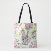 Kleurrijke Cat en Butterfly Floral Canvas tas (Voorkant)