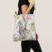 Kleurrijke Cat en Butterfly Floral Canvas tas (Dichtbij)