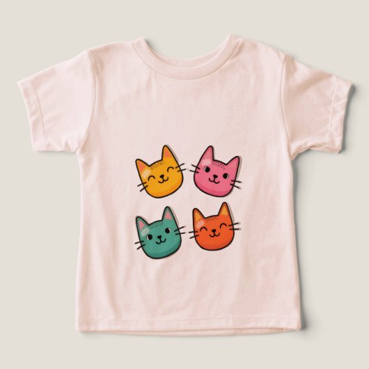 Kleurrijke Cat Faces Kinder T-shirt (Design voorkant)