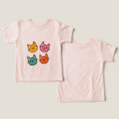 Kleurrijke Cat Faces Kinder T-shirt (Ontwerp Voorkant & Achterkant)
