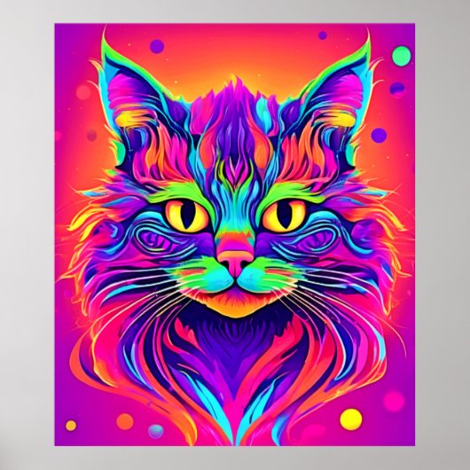 Kleurrijke Cat Head artwork Poster (Voorkant)