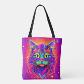 Kleurrijke Cat Head artwork Tote Bag (Achterkant)