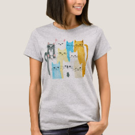 Kleurrijke Cat Party Vrouwen Graphic T-Shirt