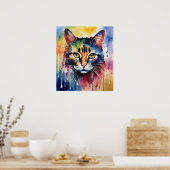 Kleurrijke Cat Silhouette Waterverf Wall Poster (Keuken)
