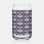 Kleurrijke Cat Sugar Skull Blikvorm Glas (Achterkant)