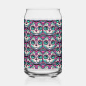 Kleurrijke Cat Sugar Skull Blikvorm Glas (Rechts)