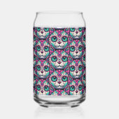 Kleurrijke Cat Sugar Skull Blikvorm Glas (Links)