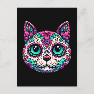 Kleurrijke Cat Sugar Skull Briefkaart