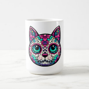 Kleurrijke Cat Sugar Skull Koffiemok