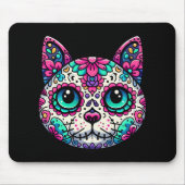 Kleurrijke Cat Sugar Skull Muismat (Voorkant)