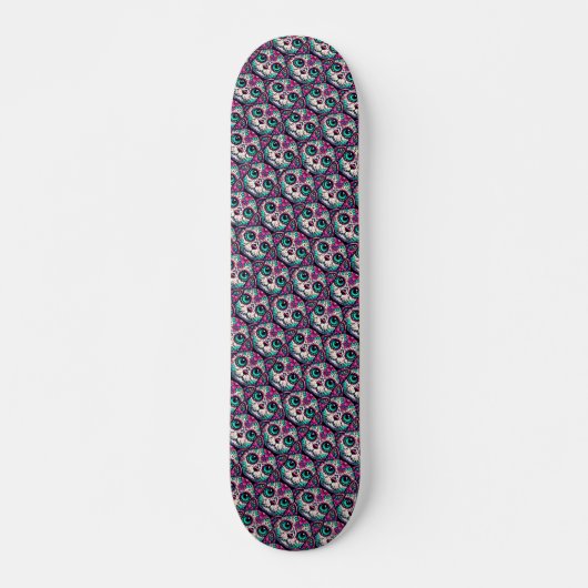 Kleurrijke Cat Sugar Skull Persoonlijk Skateboard (Voorkant)