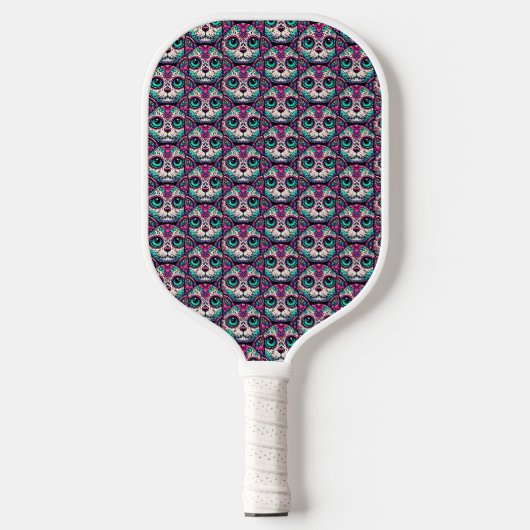 Kleurrijke Cat Sugar Skull Pickleball Paddle (Voorkant)