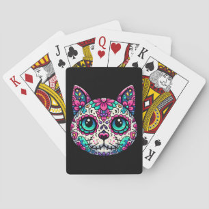 Kleurrijke Cat Sugar Skull Pokerkaarten