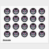 Kleurrijke Cat Sugar Skull Ronde Sticker (Vel)