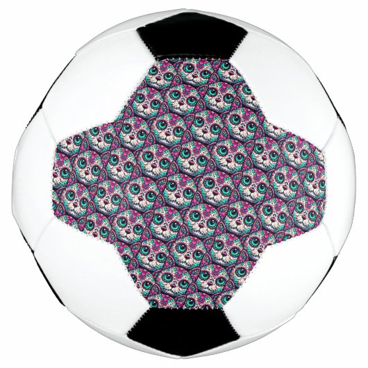 Kleurrijke Cat Sugar Skull Voetbal (Voorkant)